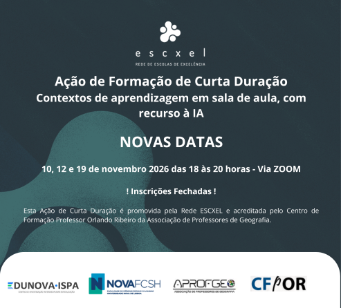 Novas datas  | ACD Contextos de aprendizagem em sala de aula, com recurso à IA