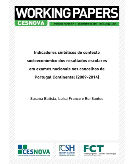 Indicadores sintéticos de contexto socioeconómico dos resultados escolares em exames nacionais nos concelhos de Portugal Continental (2009-2014)