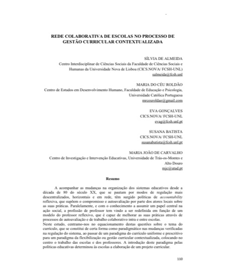 Rede colaborativa de escolas no processo de gestão curricular contextualizada