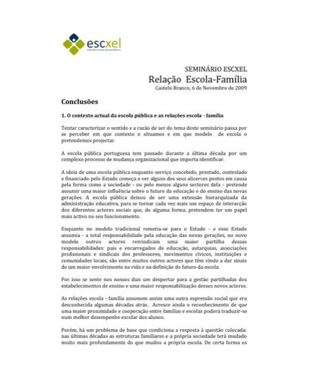 Atas III Seminário ESCXEL Relação Escola Família